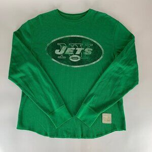New York Jets NFL Green Retro Sport Long Sleeve Thermal Shirt Mens Large